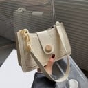 Kicsi női válltáska műbőrből Krokodilbőr mintával az elülső oldalon Gombos pánt Nagy lánc a pántnál 20 x 14 x 5,5 cm 2