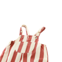 Kinder Baumwoll Overall ohne Ärmel mit Bären Rot mit beigen Streifen Baby Overall mit Tasche und Knöpfen an den Schultern für Mädchen und Jungen 4