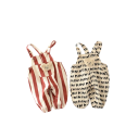 Kinder Baumwoll Overall ohne Ärmel mit Bären Rot mit beigen Streifen Baby Overall mit Tasche und Knöpfen an den Schultern für Mädchen und Jungen 8