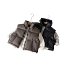 Kinder Daunenweste 3–12 Jahre Herbst- und Winterdicker Mantel für Jungen und Mädchen Einfarbige Weste mit Rollkragen, Reißverschluss und Taschen aus Polyester 3