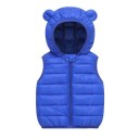 Kinder Daunenweste mit Kapuze und Ohren Herbst- und Winterwarme Baumwolljacke für Kleinkinder und Mädchen Einfarbige Weste mit Reißverschluss aus Polyester und Baumwolle 12