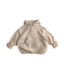 Kinder gestrickter Pullover mit Kapuze 12M–6Y Sanfter einfarbiger Cardigan mit Fronttasche Lockere Passform für Jungen und Mädchen Warmer Herbst- und Winteroberteil Verschiedene Farben 9
