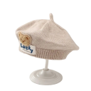 Kinder gestrickter Winterbaret 1–3 Jahre Polyesterwarmer Baret mit Bärenmotiv Weiche Kinderwintermütze niedliches Accessoire 10