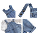 Kinder Jeans Overall aus Baumwolle und Spandex Lockere Passform Herbstlicher lässiger Overall für Jungen und Mädchen Blauer einfarbiger Overall mit Knöpfen 5