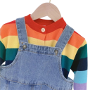 Kinder Jeans Overall aus Baumwolle und Spandex Lockere Passform Herbstlicher lässiger Overall für Jungen und Mädchen Blauer einfarbiger Overall mit Knöpfen 9