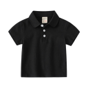Kinder Jungen Poloshirt mit Kragen und Knöpfen Kurzarm Baumwollshirt mit Kragen Einfarbig Verschiedene Farben 5