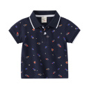 Kinder Jungen Poloshirt mit Kragen und Raketenmotiv Kurze Ärmel Baumwollshirt mit Knöpfen bis zur Mitte 1