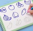 Kinder Malbuch zum Nachzeichnen von Obstbildern 17,7 x 12,5 cm orange Spiralbuch zum Zeichnen und Handtraining für Kinder 2
