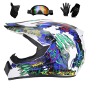 Kinder Motorradhelm Integralhelm ABS mit Sonnenblende Belüftungssystem Maske Brille Handschuhe 1,2 kg 25x25x36 cm 2