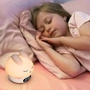 Kinder Nachtwecker Hase mit Silikon-Schirm und Dämmerungssimulation Touch-Steuerung Farbige Beleuchtung Thermometer USB-C Aufladung Weiß 3