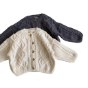 Kinder Strickcardigan 9M–8Y Grober Wollpullover mit Knöpfen Retro Hanfjacke für Jungen und Mädchen Einfarbiger Herbst- und Winterpullover Verschiedene Farben 4