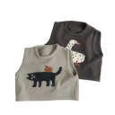 Kinder Strickweste 12 Monate bis 6 Jahre Baumwollpullover ohne Ärmel Dunkelgrau mit gezeichneter Gans Niedliche Frühlings- und Herbstweste für Jungen und Mädchen 8