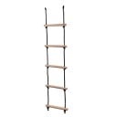Kinder touwladder 160 x 30 cm Beukenhout en polyester Klimtouwladder voor binnen en buiten gebruik met karabiners en riemen 1