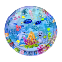 Kinder Wasserspielmatte 100 cm Aufblasbare runde PVC-Matte mit Delfinmuster Sommermatte für Babys und Kleinkinder auf dem Bauch 1