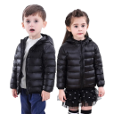 Kinder Winterjacke einfarbig mit Kapuze Reißverschluss- und Druckknopfverschluss Warme Polyesterjacke für Kinder Bequemer Winterschnitt 3