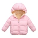 Kinder Winterjacke einfarbig mit Kapuze Warme Baumwoll-Wolljacke mit Reißverschluss Bequeme warme Winterjacke für Kinder 13