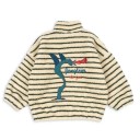 Kinder Winterjacke gelb mit Streifen Plüsch Baumwoll-Polyester Jacke mit Reißverschluss und hohem Kragen Warmer bequemer Wintermantel 2