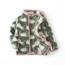 Kinder Winterjacke mit hohem Kragen Warme Unisex Jacke mit Reißverschluss Grüne Plüschjacke mit Taschen Bequeme Winterjacke mit Katzenmotiv 1