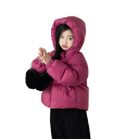 Kinder Winterjacke mit Kapuze Reißverschluss und Druckknöpfen Hoher Kragen Warme Baumwoll-Polyesterjacke mit Taschen Bequemer Winterschnitt 3