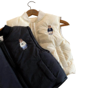 Kinder Winterweste 2025 mit Baseballkragen Baumwolljacke ohne Ärmel für Jungen und Mädchen Mit Taschen und Reißverschluss Gestickter Bär auf der Brust Polyester 2