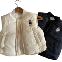 Kinder Winterweste 2025 mit Baseballkragen Baumwolljacke ohne Ärmel für Jungen und Mädchen Mit Taschen und Reißverschluss Gestickter Bär auf der Brust Polyester 6