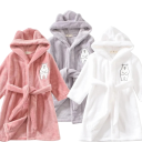 Kinderbademantel Unisex Plüsch mit Kordelzug Polyester und Baumwolle Einfarbig mit Bärenmotiv Weicher Bademantel 3