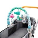 Kinderbogen mit Rasseln 31 x 51/87 cm Mit Clip für den Kinderwagen und das Bett Halterung für 3 hängende Spielzeuge Ein Spielzeug mit Melodie Visuelle 2