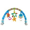 Kinderbogen mit Rasseln 31 x 51/87 cm Mit Clip für den Kinderwagen und das Bett Halterung für 3 schwingende Spielzeuge Mit Spiegel und Melodie Befestigung mit Klettverschluss 1