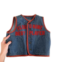 Kinderen denim vest Lente en herfst Katoenen vest voor jongens en meisjes Met de tekst Cloud Nine Best Player Kleurrijk knoopvest van polyester 2
