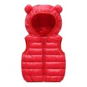 Kinderen donsvest met capuchon en oortjes Warme winter katoenen vest met rits Effen bovenkleding voor jongens en meisjes Herfst- en winterstijl 5