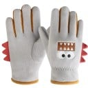 Kinderen fleece handschoenen met dinosaurus Vinger ontwerp met rugsteek Polyester Warme winterhandschoenen voor buiten 6