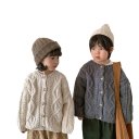 Kinderen gebreide cardigan Grof wollen vest met knopen Retro hennep jas voor jongens en meisjes Effen herfst- en wintervest Verschillende kleuren 16