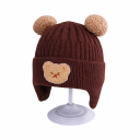 Kinderen gebreide muts teddybeer Omvang hoofd 46–52 cm Voor kinderen van 8 maanden–4 jaar Wintermuts met pompons 5