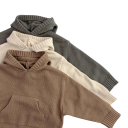 Kinderen gebreide trui met capuchon 12M–6Y Zachte effen jas met voorzak Vrije stijl voor jongens en meisjes Warme herfst- en wintertop Verschillende kleuren 4