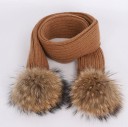 Kinderen gebreide winter sjaal met pompons J3133 5
