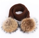 Kinderen gebreide winter sjaal met pompons J3133 6