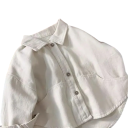 Kinderen Koreaanse T-shirt met Lange Mouwen Katoen Polyester Lente Herfst 2024 Effen Top met Kraag en Zakjes Stijlvolle Cardigan met Knopen 2