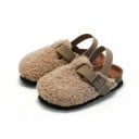 Kinderen Pluche Sandalen met Elastische Achterband Kurken Pantoffels met Kunstbont Comfortabele Schoenen voor Kinderen Thuis en Buiten 4