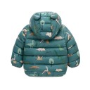 Kinderen winterjas met capuchon Ritssluiting en drukknopen Warme polyester jas met afbeeldingen van dinosaurussen Comfortabele winterpasvorm 2