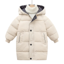 Kinderen winterjas met rits en drukknopen met capuchon met bont en zakken Unisex warme katoen-polyester jas voor jongens en meisjes voor winterweer 9