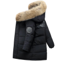Kinderen winterjas met rits en drukknopen met capuchon met bont en zakken Unisex warme katoen-polyester jas voor jongens en meisjes voor winterweer 11