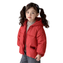 Kinderen winterjas van polyester en katoen Unisex warme jas met rits en zakken Winterjas voor kinderen met capuchon met oren Schattige 3