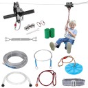 Kinderen zipline set met stalen kabel van 24 m en zitting van 28 cm draagkracht 7,98 kg stalen kabel voor tuinplezier en buitengebruik 1