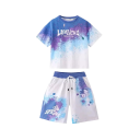 Kinderen zomer set kleurrijk T-shirt met korte mouwen en shorts met striksluiting Print comfortabele kleding voor de zomer 6