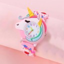 Kinderhorloge Eenhoorn Kleurrijk Siliconen Horloge voor Kinderen met Wijzers Analoog Horloge met 3 cm Wijzerplaat Schattig Polshorloge 4