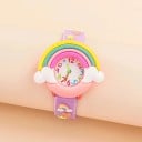 Kinderhorloge met regenboog en wolken Kleurrijk siliconen horloge voor kinderen met wijzerplaat Schattig polshorloge met wijzers voor meisjes 3