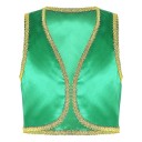 Kinderkostüm arabischer Prinz Goldene Jeansweste für Jungen Offene Weste mit goldenem Saum Cosplay-Party und Halloween-Kostüm aus Polyester 4