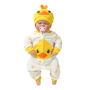Kinderoverall mit langen Ärmeln und Mütze mit Entenmotiv Unisex Neugeborenen Set O-Ausschnitt Polyester Spandex Reißverschluss modischer Streetwear 4