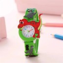 Kinderuhr mit 3D-Dinosaurier, Silikonarmband, Quarz-Analoguhr, buntes Zifferblatt, Uhr für Kinder, Farbe Blau oder Grün 4