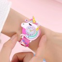 Kinderuhr mit Einhorn-Motiv, bunte Silikonuhr für Kinder mit Zeigern, analoge Uhr mit 3 cm Zifferblatt, süße Armbanduhr 2